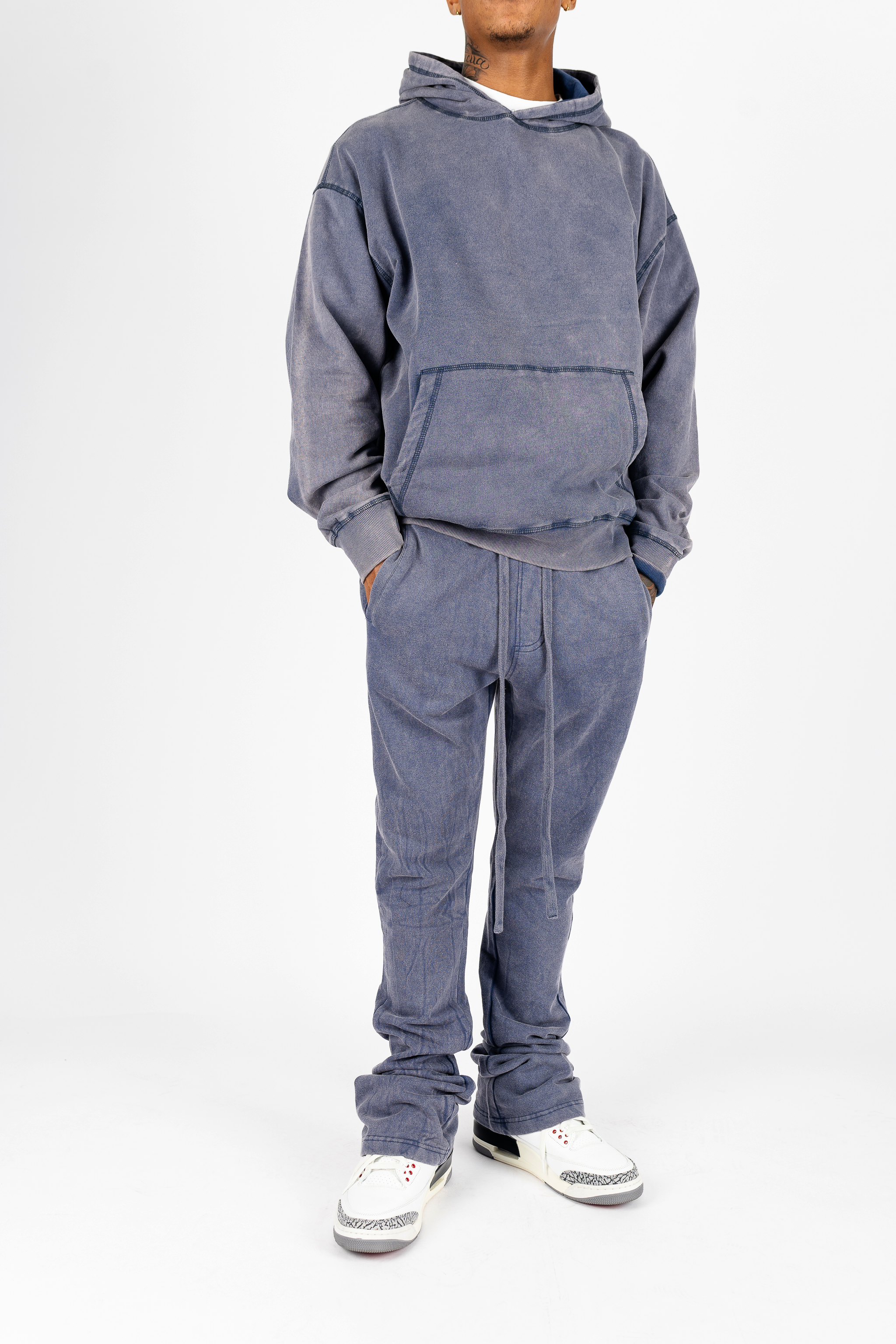 Rebel Minds Acid Washed Hoodie and Sweatpants Set