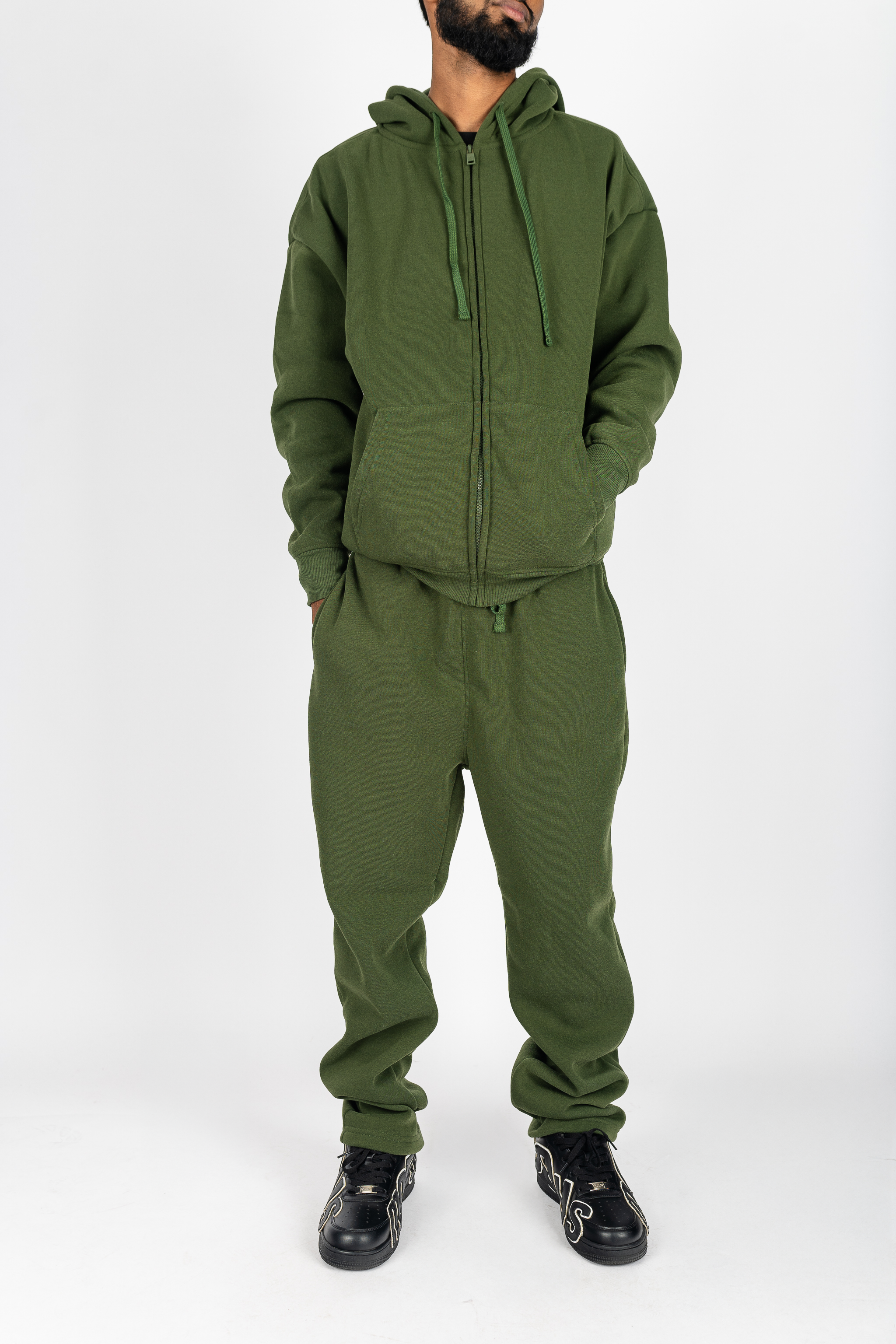 Rebel Minds Drop Shoulder Zip Up and Sweatpants Set