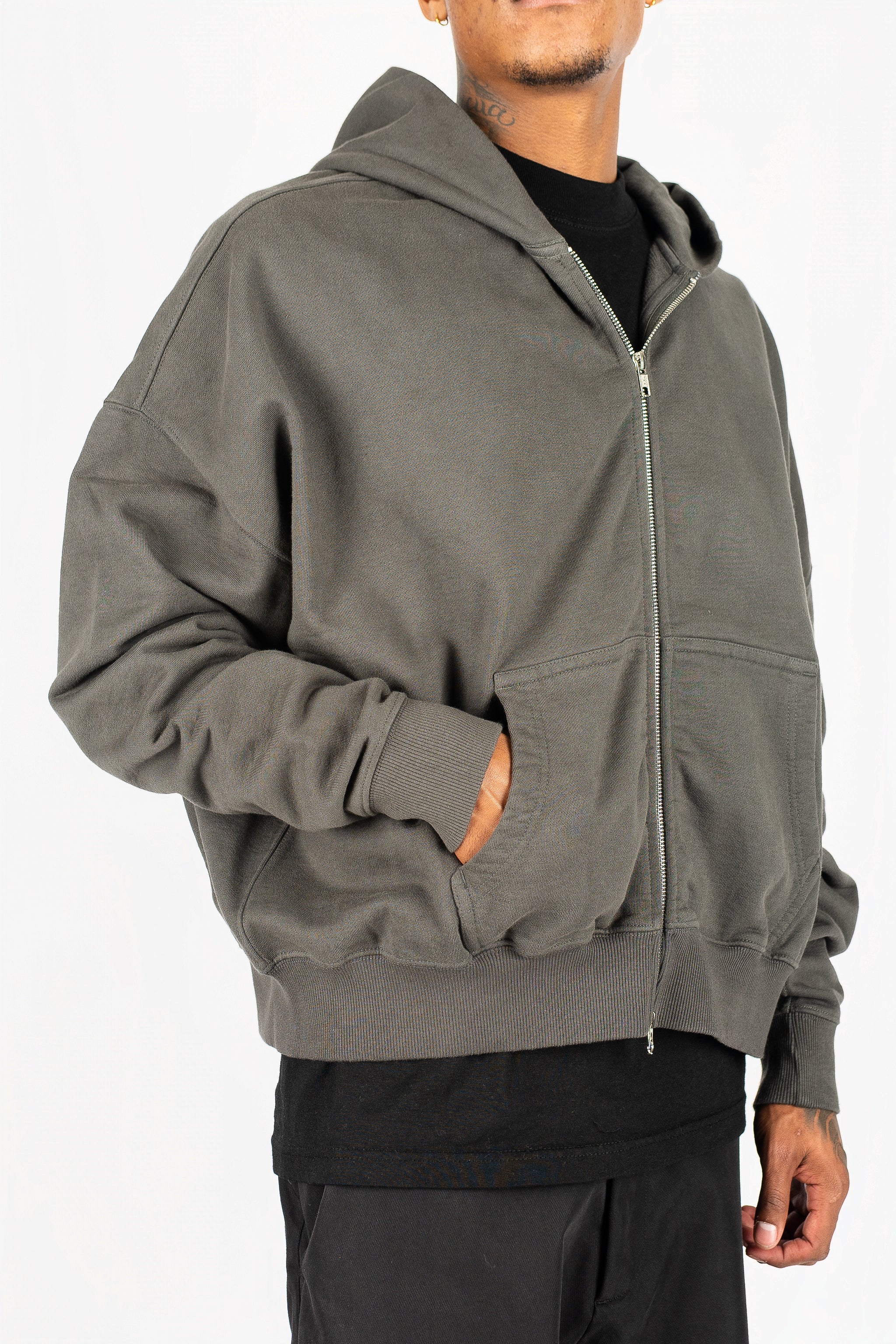 Cropped Double Zip Hoodie